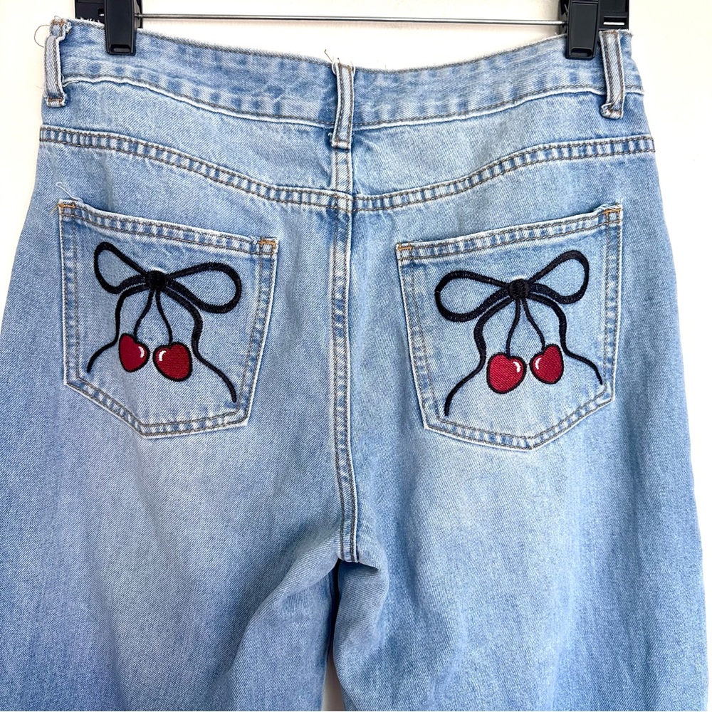 Telepatia Cherry Pocket Classic Denim Wide Leg Jeans Size 9/29 - Picture 5 of 12